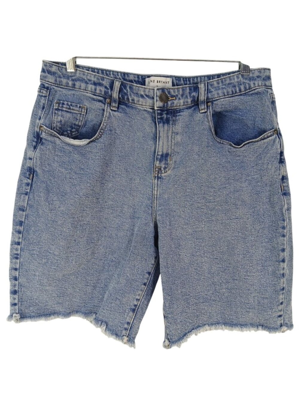 Lane Bryant Womens High Waisted Denim Shorts Size 14 Frayed Light Wash Cut Off